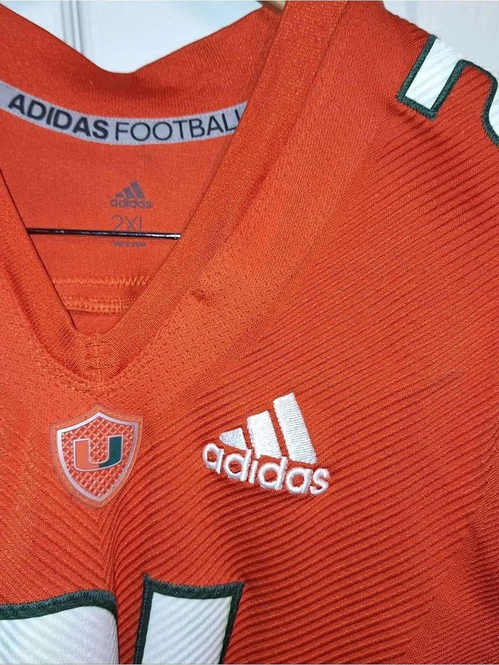 Addidas Hurricanes Orange Football Jersey with White & Green Accents #21 2XL